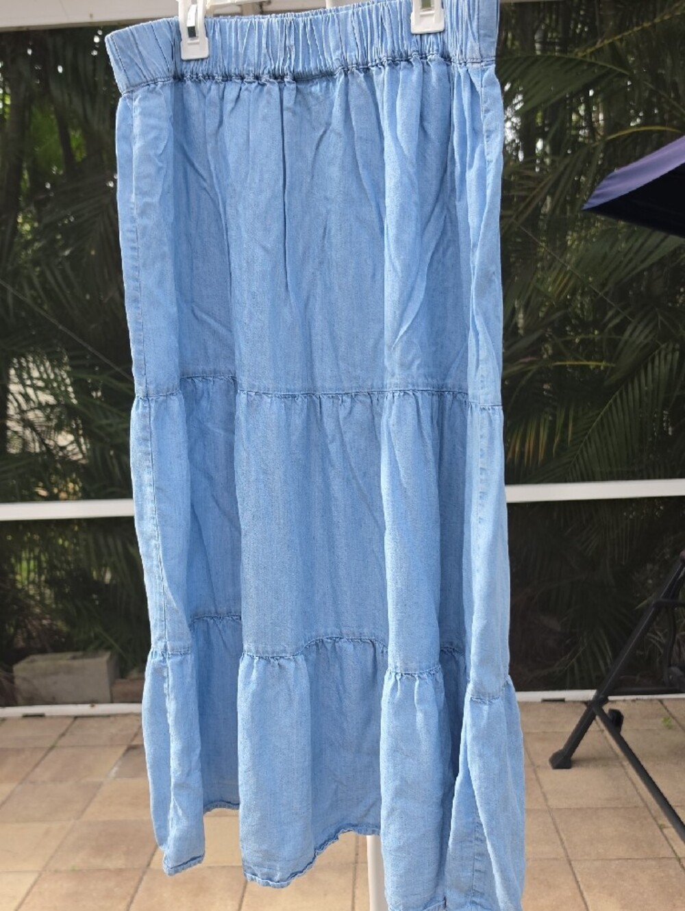 STYLE & CO. Light Chambray Tiered Maxi Skirt